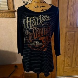 Harley-Davidson 3/4 sleeve graphic distressed t-shirt. L